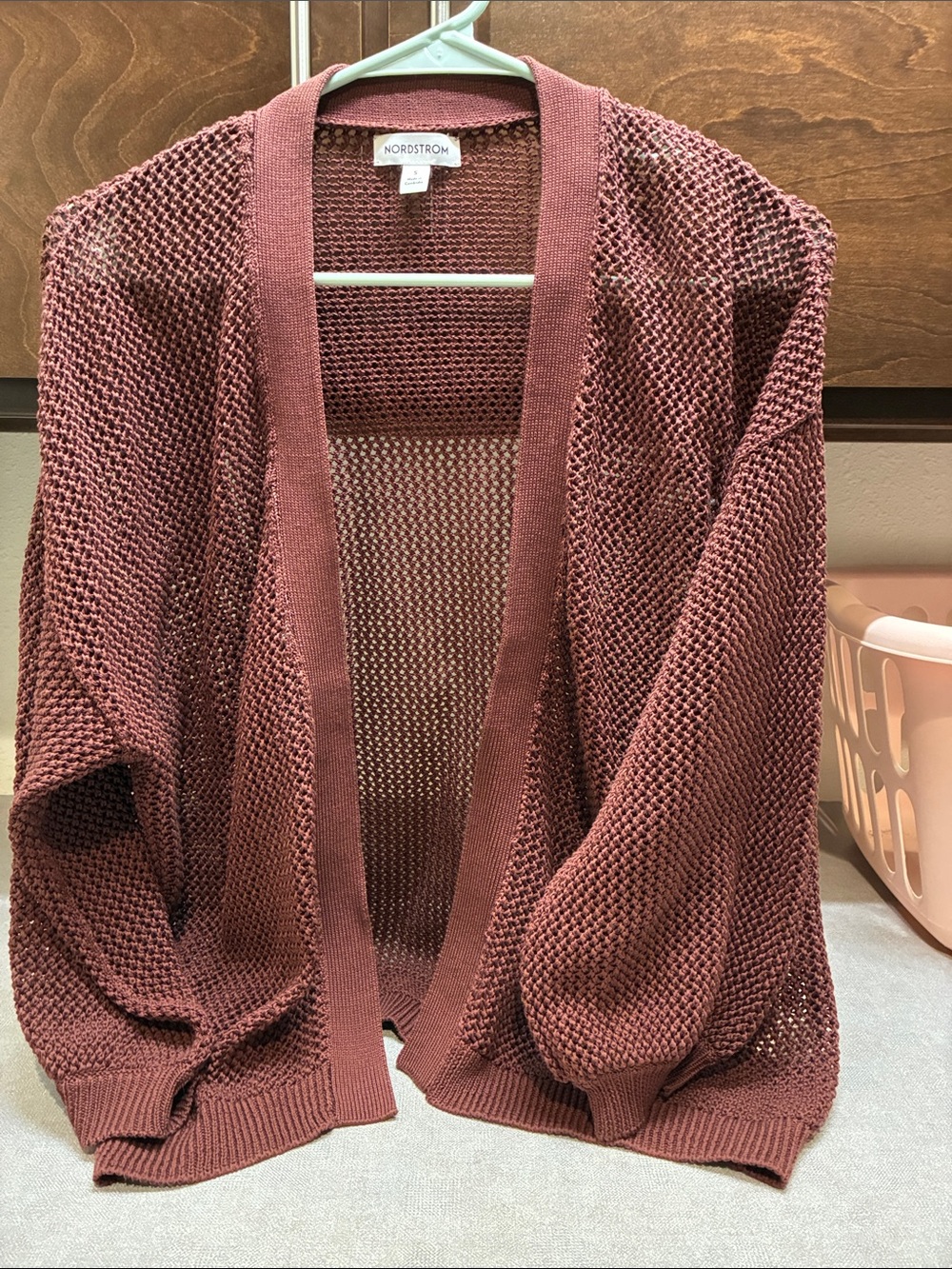 Nordstrom Open-Weave Cardigan - rusty rose